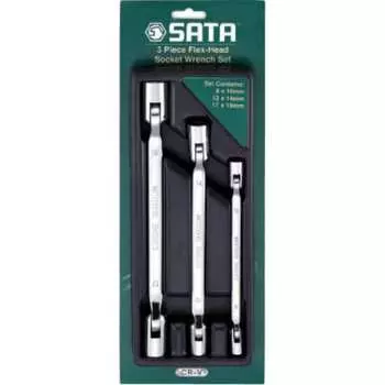 Набор ключей с двумя шарнирными торцевыми наконечниками 3шт sata 09044