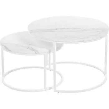 Набор кофейных столиков BRADEX tango белый мрамор, с белыми ножками RF 0351