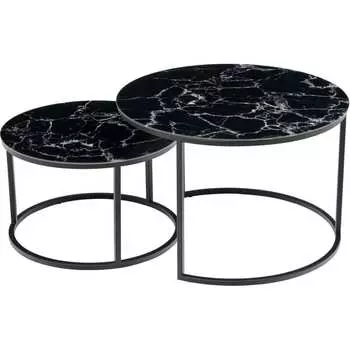 Набор кофейных столиков BRADEX tango чёрный мрамор, с чёрными ножками RF 0375