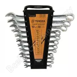 Набор комбинированных ключей в холдере tundra crv, матовые, 6 - 22 мм, 12 шт. 877988