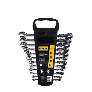 Набор комбинированных шарнирных ключей с трещоткой 12 предметов inforce 06-05-51