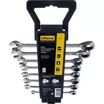 Набор комбинированных трещоточных ключей Inforce