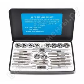 Набор метчиков и плашек forsage 24 предмета в металлическом кейсе 8676