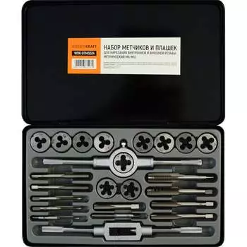 Набор метчиков и плашек WIEDERKRAFT WDK-DTM3024