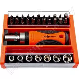 Набор отвертка с битами и головками квалитет "сделай сам" 30 предметов 6625836