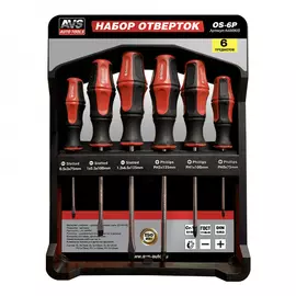 Набор отверток 6 предметов с крепежной планкой avs os-6p a40090s