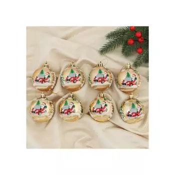 Набор пластиковых шаров Зимнее волшебство Дед Мороз на автомобиле 6536706