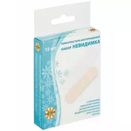 Набор пластырей leiko 15шт невидимка на полимерной перфорированной основе 2 вида с европодвесом 630253