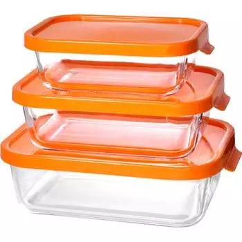 Набор стеклянных контейнеров OURSSON Оранжевый CG3203SS/OR