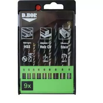 Набор сверл по металлу, камню, дереву D.BOR