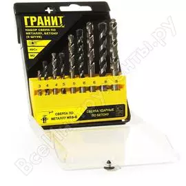 Набор сверл по металлу, бетону Гранит 700003