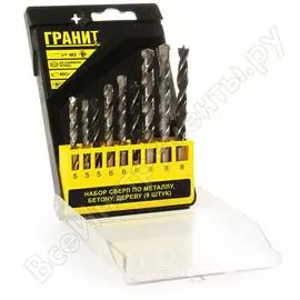 Набор сверл по металлу, бетону, дереву Гранит 700004