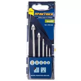 Набор сверл по стеклу и керамике ПРАКТИКА Профи 640-346