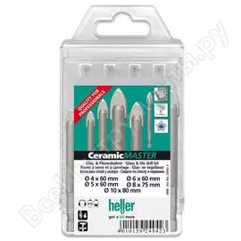 Набор свёрл по керамике и стеклу ceramicmaster (4/5/6/8/10 мм, 5 шт.) heller 24942