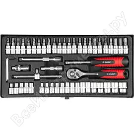 Универсальный набор инструмента зубр mx-53 53 предм. (1/4") 27640-h53