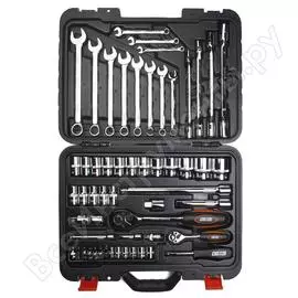 Набор торцевых головок комбинированных и шарнирных ключей custor 65 предметов 1/4 и 1/2 tk-02465k