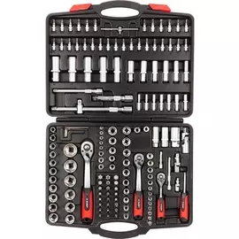 Набор торцевых головок зубр мастер flank 1/2", 3/8", 1/4" , биты, доп.принадлежности, cr-v, 4-32мм, 150 предметов 27637-h150