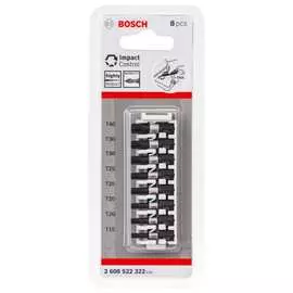 Набор ударных бит impact control (t15, t20, t25, t30, t40; 25 мм; 8 шт.) bosch 2608522322