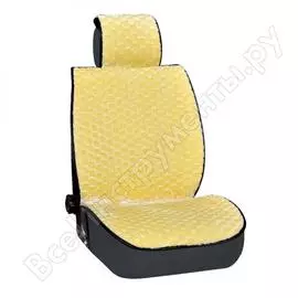 Накидки на сиденья skyway меховые, искусственный мутон, 5 предметов, бежевый, соты s03001058