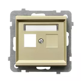 Накладка компьютерной розетки ospel sonata 1-й, без рамки, шампанский золотой gpk-1r/p/39