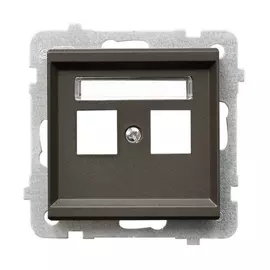 Накладка компьютерной розетки ospel sonata 2-й, без рамки, шоколадный металлик gpk-2r/p/40