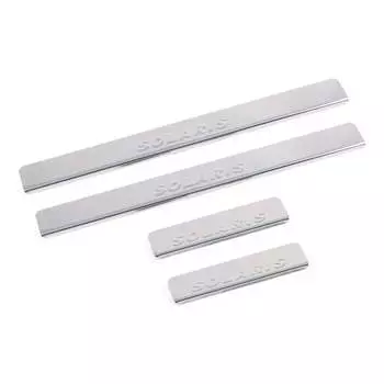 Накладки внутренних порогов Dollex HYUNDAI Solaris II 2017, дизайн Excellent, серебро-хром NPS-072EXS