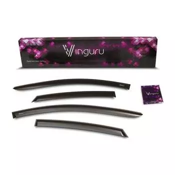 Накладные дефлекторы окон Kia Rio IV сед. 4 шт. 2017-, литьевой поликарбонат, vinguru AFV88917