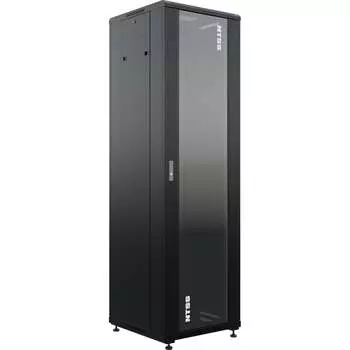 Напольный универсальный серверный шкаф NTSS NTSSR 42U 600x600мм, 4 профиля 19, двери стекло и сплошная металл, боковые стенки съемные, регулируе NTSS-R42U6060GS-BL