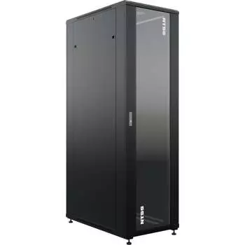 Напольный универсальный серверный шкаф NTSS NTSSR 42U 800x1000мм, 4 профиля 19, двери стекло и сплошная металл, боковые стенки съемные, регулиру NTSS-R42U80100GS-BL