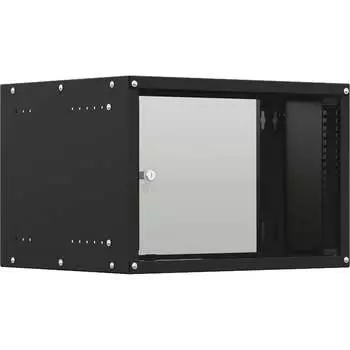 Настенный телекоммуникационный шкаф NTSS LIME 6U 550x350x370мм, 2 профиля 19, дверь стеклянная, боковые стенки несъемные, разобранный, черный NTSS-WL6U5535GS-BL
