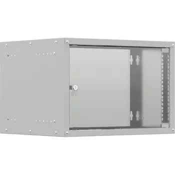 Настенный телекоммуникационный шкаф NTSS LIME 6U 550x350x370мм, 2 профиля 19, дверь стеклянная, боковые стенки несъемные, разобранный, серый NTSS-WL6U5535GS