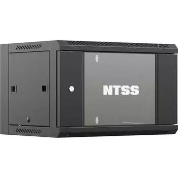 Настенный телекоммуникационный шкаф NTSS W 12U 600x600x635мм, 2 профиля 19, дверь стеклянная, боковые стенки съемные, задняя стенка, разобран NTSS-W12U6060GS-BL