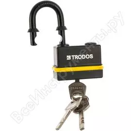 Навесной всепогодный замок trodos bm-02-55 желтый blister 210081