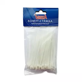 Нейлоновый хомут-стяжка verta 2,5х380 мм белый 1уп/100шт vm-25-380w