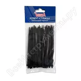 Нейлоновый хомут-стяжка verta 4,8х200 мм черный 1уп/100шт vs-48-200b