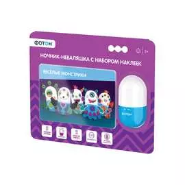 Ночник-неваляшка фотон unr-39, весёлые монстрики, капсульный, с набором наклеек 23271