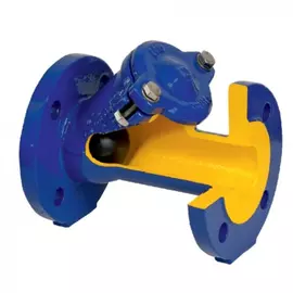 Обратный клапан zetkama чугун, шаровой, ду 100, ру 16 фланцевый, шар сталь, 400d100c55 019-1195