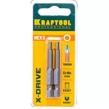 Обточенные торсионные кованые биты KRAFTOOL X-DRIVE 26127-3-50-2