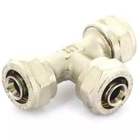 Обжимной тройник 26х20х26 никелированный uni-fitt 666n8780