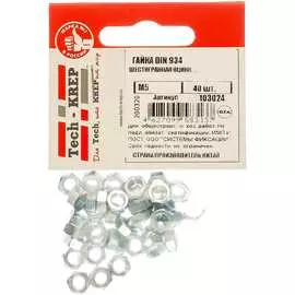 Оцинкованная шестигранная гайка Tech-Krep М5 DIN934 40 шт. 103024