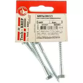 Оцинкованный сантехнический болт Tech-Krep 6х60 DIN571 4 шт. 102582