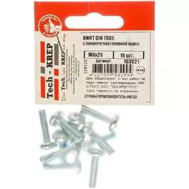 Оцинкованный винт с полукруглой головкой Tech-Krep М6х20 DIN7985 (10 шт.) 103021