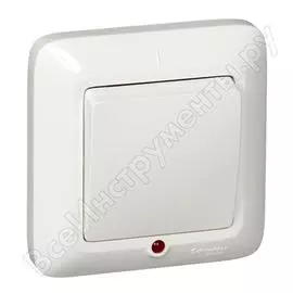 Одноклавишный выключатель schneider electric сп прима 6а ip20 с индикацией, белый, опт. упак s16-053-b