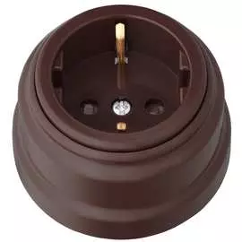 Одноместная розетка BYLECTRICA РЕТРО РА16-0206 шоколад