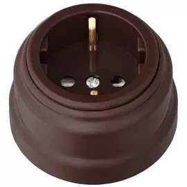Одноместная розетка BYLECTRICA РЕТРО РА16-0202 шоколад