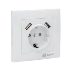 Одноместная розетка EKF Валенсия PROxima EWR16-028-10-2USB