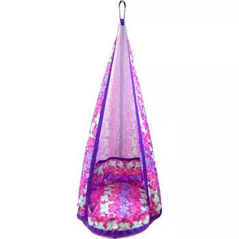 Одноместные круглые качели гамак BELON familia Ка-001-Flowers