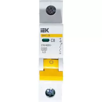 Однополюсный автоматический выключатель IEK ВА47-29 MVA20-1-008-C