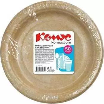 Одноразовая бумажная тарелка Комус Эконом 1337448