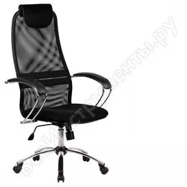 Офисное кресло метта "bk-8ch", ткань-сетка, хром, черное 531509